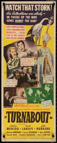 1g1066 TURNABOUT insert 1940 Carole Landis in Hal Roach's sex-switch comedy, daring for its time!