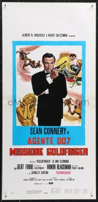 1g0729 GOLDFINGER Italian locandina R1980s different art of Sean Connery as James Bond 007!