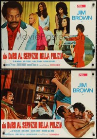 1g0750 SLAUGHTER'S BIG RIPOFF set of 8 Italian 19x27 pbustas 1974 mob put finger on BAD Jim Brown!