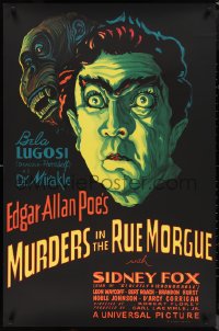 1g0301 MURDERS IN THE RUE MORGUE S2 poster 2000 great horror art of spookiest Bela Lugosi & ape!