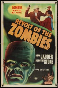 1g1385 REVOLT OF THE ZOMBIES 1sh R1947 cool artwork, they're not dead and they're not alive!