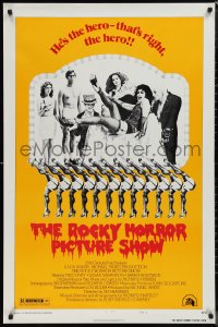 1g1393 ROCKY HORROR PICTURE SHOW style B 1sh 1975 Tim Curry is the hero, wacky cast portrait!