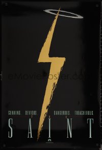 1g1400 SAINT foil teaser 1sh 1997 Val Kilmer, Elisabeth Shue, cool gold lightning bolt design!