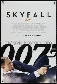 1g1415 SKYFALL advance DS 1sh 2012 November 9 IMAX style, Daniel Craig as Bond on back shooting gun!