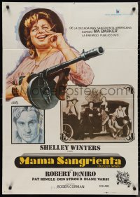 1g0615 BLOODY MAMA Spanish 1977 Roger Corman, AIP, crazy Shelley Winters w/Bible and tommy gun!