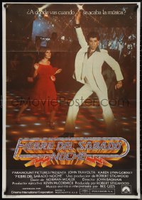 1g0649 SATURDAY NIGHT FEVER Spanish 1978 disco dancers John Travolta & Karen Lynn Gorney!