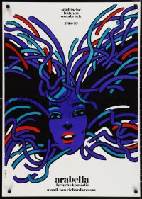 1g0464 ARABELLA 24x33 German stage poster 1984 art of a woman with wild hair by Waldemar Swierzy!