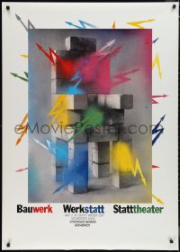 1g0016 BAUWERK WERKSTATT STATTTHEATER 33x47 German stage poster 1986 Matthies block & arrows art!