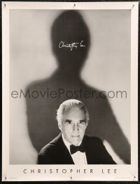 1g0318 CHRISTOPHER LEE signed 19x25 special poster 2000 by the star, in tuxedo with shadow on wall!