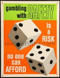 1g0377 GAMBLING WITH SAFETY 17x22 motivational poster 1950s is a risk no one can afford, dice!