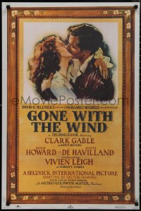 1g0254 GONE WITH THE WIND 22x33 music poster R1983 romantic art of Clark Gable & Vivien Leigh!
