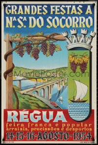 1g0331 GRANDES FESTAS A NA. SA. DO SOCORRO 24x36 Portuguese spec. poster 1954 bridges, grape vines!