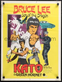 1g0332 GREEN HORNET 17x23 special poster 1974 cool art of Van Williams & giant Bruce Lee as Kato!