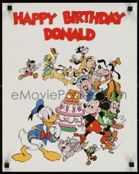 1g0334 HAPPY BIRTHDAY DONALD 16x20 special poster 1984 Disney, Mickey Mouse and many more w/ cake!