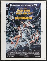 1g0350 MOONRAKER 21x27 special poster 1979 art of Roger Moore as Bond & Lois Chiles in space by Goozee!