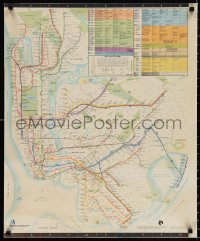 1g0353 NEW YORK SUBWAY MAP 24x30 special poster 1980 cool map of the layout of the whole system!