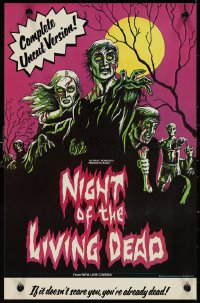 1g0354 NIGHT OF THE LIVING DEAD 11x17 special poster R1978 George Romero zombie classic, New Line!