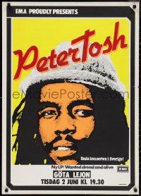 1g0258 PETER TOSH 25x36 Swedish music poster 1981 Wanted Dread and Alive, cool art design!