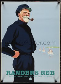 1g0013 RANDERS REB 24x33 Danish advertising poster 1949 great art of sailor smoking pipe!