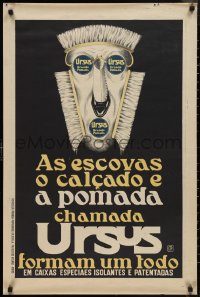 1g0270 URSUS GRANDE POMADA 24x36 Portuguese advertising poster 1960s great art of shoe brushes!