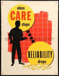 1g0384 WHEN CARE STOPS RELIABILITY DROPS 17x22 motivational poster 1950s Elliott Service Company!
