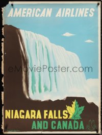 1g0433 AMERICAN AIRLINES NIAGARA FALLS & CANADA 30x40 travel poster 1950s art by McKnight Kauffer!