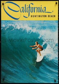 1g0274 CALIFORNIA HUNTINGTON BEACH 21x30 commercial poster 1968 image of a surfer riding a wave!