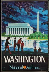 1g0441 NATIONAL AIRLINES WASHINGTON 28x42 travel poster 1960s Lincoln Memorial, Washington Monument!