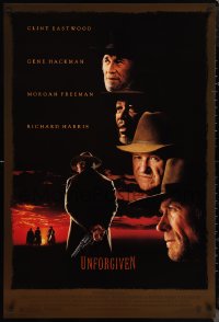 1g1475 UNFORGIVEN DS 1sh 1992 gunslinger Clint Eastwood, Gene Hackman, Morgan Freeman, Harris!