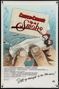1g1476 UP IN SMOKE recalled 1sh 1978 Cheech & Chong marijuana drug classic, original tagline!