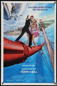 1g1481 VIEW TO A KILL style B 1sh 1985 Goozee art of Moore as Bond, Tanya Roberts & Walken!