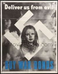 1g0413 BUY WAR BONDS 22x28 WWII war poster 1943 Nadeau, sad girl in Nazi swastika, ultra rare!