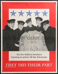 1g0417 FIVE SULLIVAN BROTHERS 22x28 WWII war poster 1943 WWII missing in action off the Solomons!