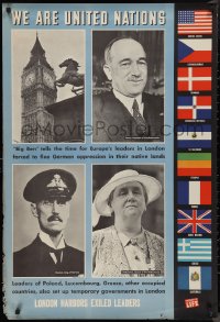 1g0428 WE ARE UNITED NATIONS 27x39 WWII war poster 1944 photographs taken from Life magazine!