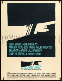1h0531 IN HARM'S WAY 30x40 1965 John Wayne, Kirk Douglas, Otto Preminger, great Saul Bass art, rare!