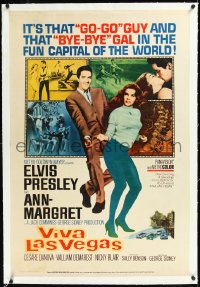 1h0884 VIVA LAS VEGAS linen 30x40 1964 dancing Elvis Presley & sexy Ann-Margret, very rare!