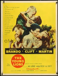 1h0415 YOUNG LIONS style Y 30x40 1958 Nazi Marlon Brando, Dean Martin, Montgomery Clift, very rare!