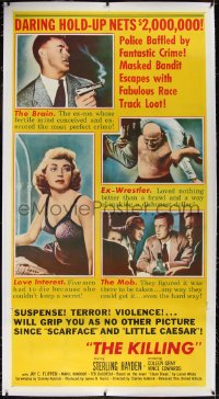 1h0079 KILLING linen 3sh 1956 Stanley Kubrick, Sterling Hayden, classic film noir crime caper!