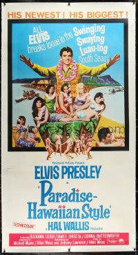 1h0087 PARADISE - HAWAIIAN STYLE linen 3sh 1966 Elvis in the swinging swaying luau-ing South Seas!