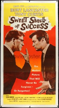 1h0091 SWEET SMELL OF SUCCESS linen 3sh 1957 Burt Lancaster as Hunsecker, Tony Curtis as Sidney Falco