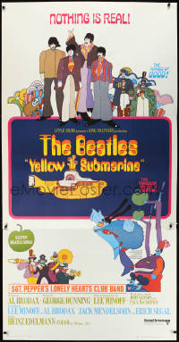 1h0402 YELLOW SUBMARINE 3sh 1968 psychedelic art of Beatles John, Paul, Ringo & George, ultra rare!