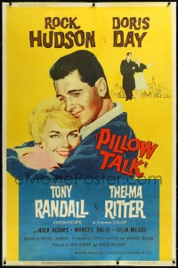 1h0057 PILLOW TALK linen style Y 40x60 1959 bachelor Rock Hudson loves pretty career girl Doris Day!