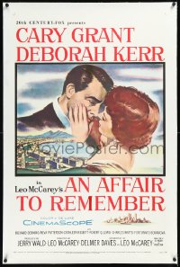 1h0899 AFFAIR TO REMEMBER linen 1sh 1957 romantic c/u art of Cary Grant about to kiss Deborah Kerr!