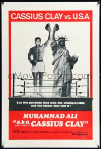 1h0894 A.K.A. CASSIUS CLAY linen int'l 1sh 1970 champion boxer Muhammad Ali & Statue of Liberty!