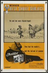 1h0252 AMBLIN' 1sh R1971 Steven Spielberg's very 1st movie about male & female thumb-trippers!