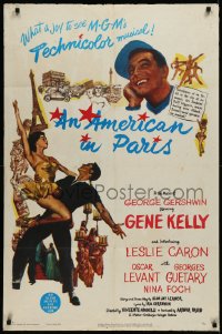 1h0253 AMERICAN IN PARIS 1sh 1951 wonderful art of Gene Kelly dancing with sexy Leslie Caron!