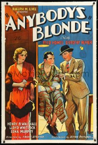 1h0911 ANYBODY'S BLONDE linen 1sh 1931 bad Dorothy Revier plays with boxing men's affections, rare!