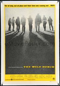 1h0765 WILD BUNCH linen Aust 1sh R1970s Sam Peckinpah cowboy classic, Holden & Borgnine, different!