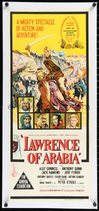 1h0829 LAWRENCE OF ARABIA linen Aust daybill 1963 David Lean classic, art of Peter O'Toole on camel!