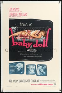 1h0917 BABY DOLL linen 1sh 1957 Elia Kazan, classic image of sexy troubled teen Carroll Baker!